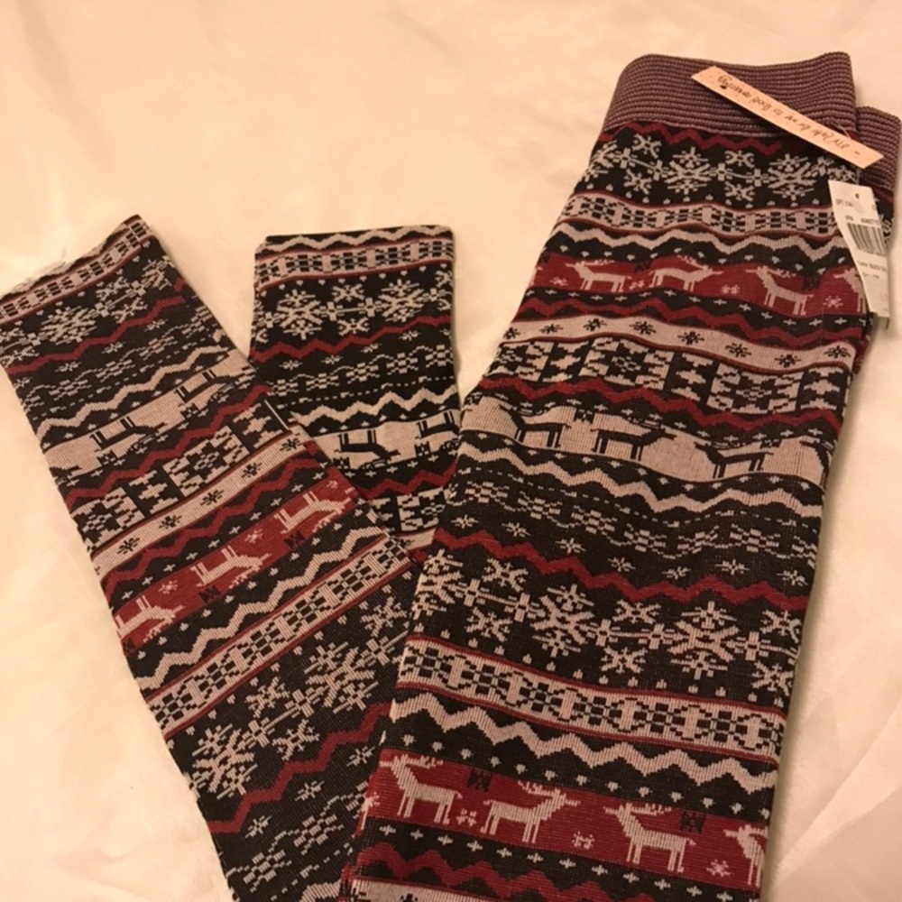 New small Warm Fleece Lined winter print tights